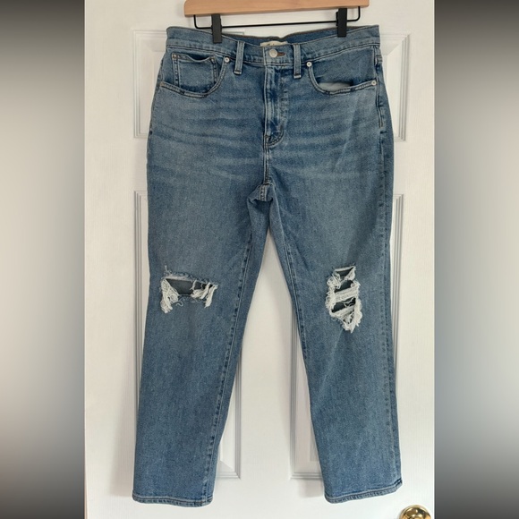 Madewell Roadtripper Boyjean Slim Leg in Cadell Wash Ripped Edition / Size 29P - Picture 2 of 6